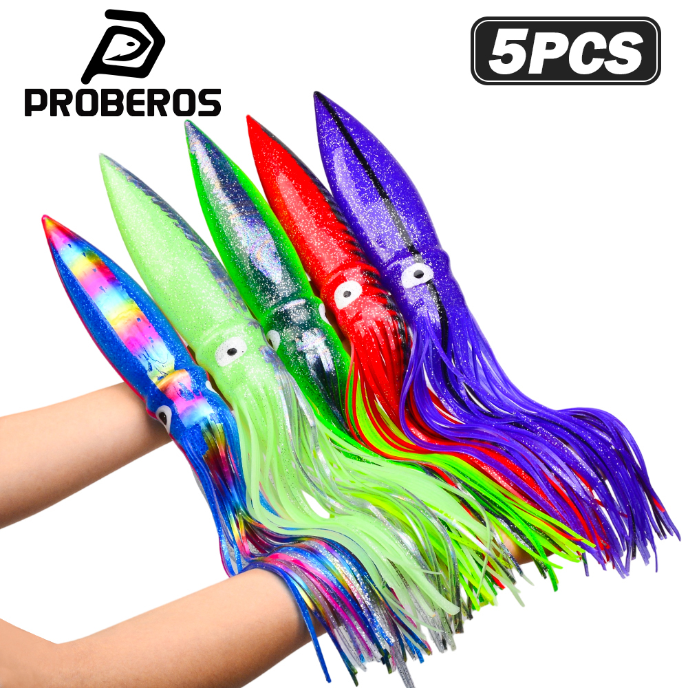 Fishing Lure Buzzbait - PROBEROS 5PCS large luminous squid soft